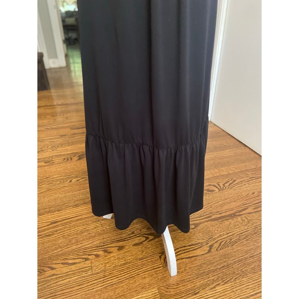 Cuddl Duds black sleeveless knit maxi dress with ruffled hem - Picture 3 of 8